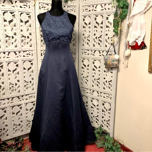 Roberta Bridal Dresses & Skirts - ROBERTA DESIGNS NICE NAVY BLUE SATIN PUFFY FORMAL PROM HOMECOMING DRESS